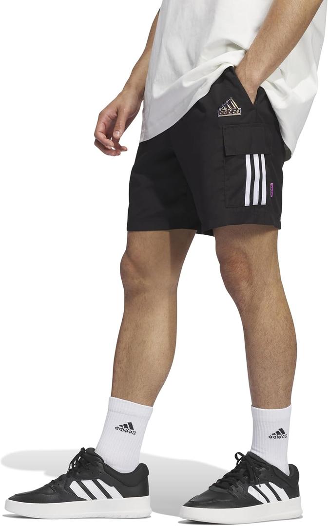 adidas Mens Sun Cargo Shorts Casual Bottoms Casual - (Black, M)