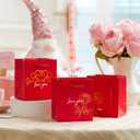 JOYIN 30 Pcs 4.5" Valentines Day Red Gift Bags, Treat Bag with Cards, Paper Goodie Bag with 3 Gold Foil Designs, Valentines Small Goodie Gift Bags for Cookie Snack Storage,Wedding Party Favor