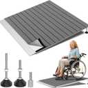 Threshold Ramps for Wheelchairs, Adjustable Height 3.3"-6.6" and 36"36" Platform Aluminum Wheelchair Ramp, Door Threshold Ramps with a Non-Slip Thick Door Mat for Scooters, Power Chairs, Cart
