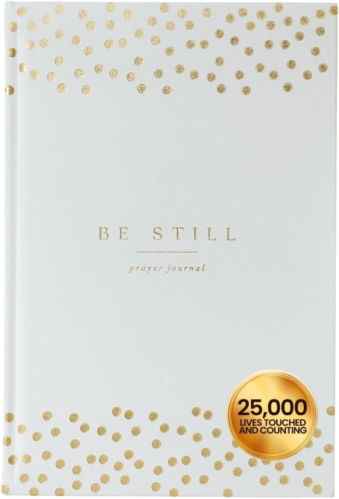 Daily Prayer Journal with Prompts | 90-Day Guided Devotional & Scripture Reflection | Bible Study and Spiritual Growth Tracker | Undated Faith Planner, 5.5x8" - White with Gold Dots