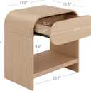 Nathan Jamea Iris Mid-Century Modern Nightstand with Drawer, End Table with Storage for Bedroom or Living Room with Rounded Silhouette, Light Oak, Set of 1