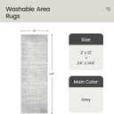 Valenrug Washable Rugs 2x12 - Stain Resistant 2x12 Area Rugs for Living Room, Non Slip Backing Large Area Rugs for Bedroom, Folable Machine Washable Area Rug (2'x12', Grey)