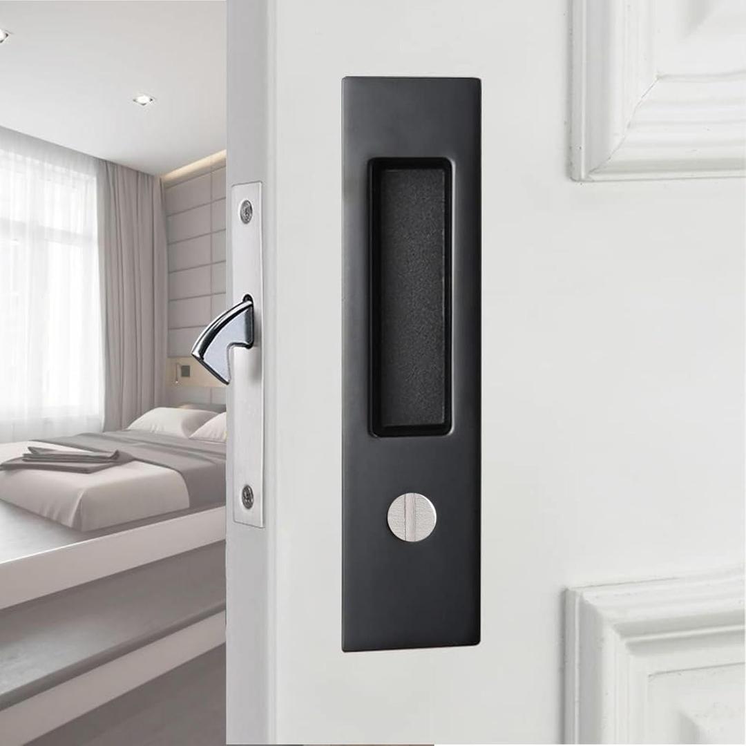 6.3Privacy Pocket Door Lock Hardware Double Barn Door Lock Furniture Hardware Sliding Door Lock,Black