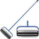 14ft Stainless Steel Lake Weed Roller, Beach Roller Lake Weed Remover, Rid Weeds Roots and Muck Buildup, 4 Aluminum Handles, 6 Preassembled Stainless Steel Blades, Super Easy Assembly, Blue.