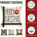 2 x Fahrendom Merry Christmas Nautical Decorative Throw Pillow Covers 18 x 18 Set of 4, Beach Coastal Xmas Shell Anchor Holly Jolly Pillowcase, Winter Holiday Buffalo Plaid Couch Cushion Case Home Decor