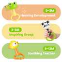 iPlay, iLearn Baby Maracas Rattle Toy, Infant Animal Shaker Rattles Set, Newborn Sensory Teething Rings, Tummy Time Carseat Stroller Crib Toy, Birthday Gift 3 4 6 7 9 12 18 Month Old Toddler Girl Boy