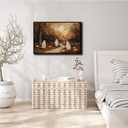 XWNLTEPK Halloween Canvas Wall Art Poster Ghostly Mural on Moonlit Trail Fun Fall Woodland Decor Pumpkin Row Flying Bats Autumn Leaf Decor Perfect for Decorating Home Library Corner (8x12in Black Framed, A08)