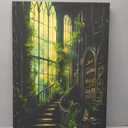 Dark Academia Paintings Gothic Library Canvas Vintage Victorian Pictures Medieval Castle Wall Art Moody Botanical Prints Vintage Library Posters Moody Gothic Artwork Dark Castle Painting 16x24in Framed