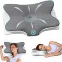 Cervical Pillow for Neck Pain Relief - Ergonomic Memory Foam Pillow with Arm Rest Slot & Cotton Pillowcase, Dual-Height Orthopedic Support Contour Pillow for Side, Back, Stomach Sleepers