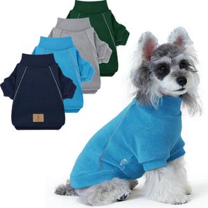 XPUDAC 4 Pack Dog Sweaters Fleece Dog Sweatshirt Winter Pet Clothes for Small Medium Dogs Boy Girl Pullover Puppy Christmas Outfits Cat Apparel, Grey, Blue, Navy, Green, S