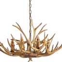 Antler Chandelier 8-Light, 39.4in Vintage Deer Antlers Chandelier Rustic Style Faux Deer Resin Antlers Lamp Antler Horn Retro Lighting for Dining Room Bedroom Cabin(6Lamp Arms + 3 Arms)
