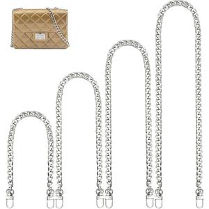4 Sizes Flat Purse Chain Strap Cross Body Replacement Strap with Mental Buckles(15.7/23.6/31.5/47.2 Inches- Flat Chain, Silver)