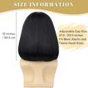 Bettecos Unisex Black Wig with Bangs Short Straight Black Bob Wig for Mens Halloween Costumes Cosplay Party (Black)