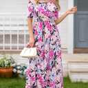 Women's Maternity Nursing Dresses Front Knot Nursing Maxi Dress for Breastfeeding with Pockets (M)