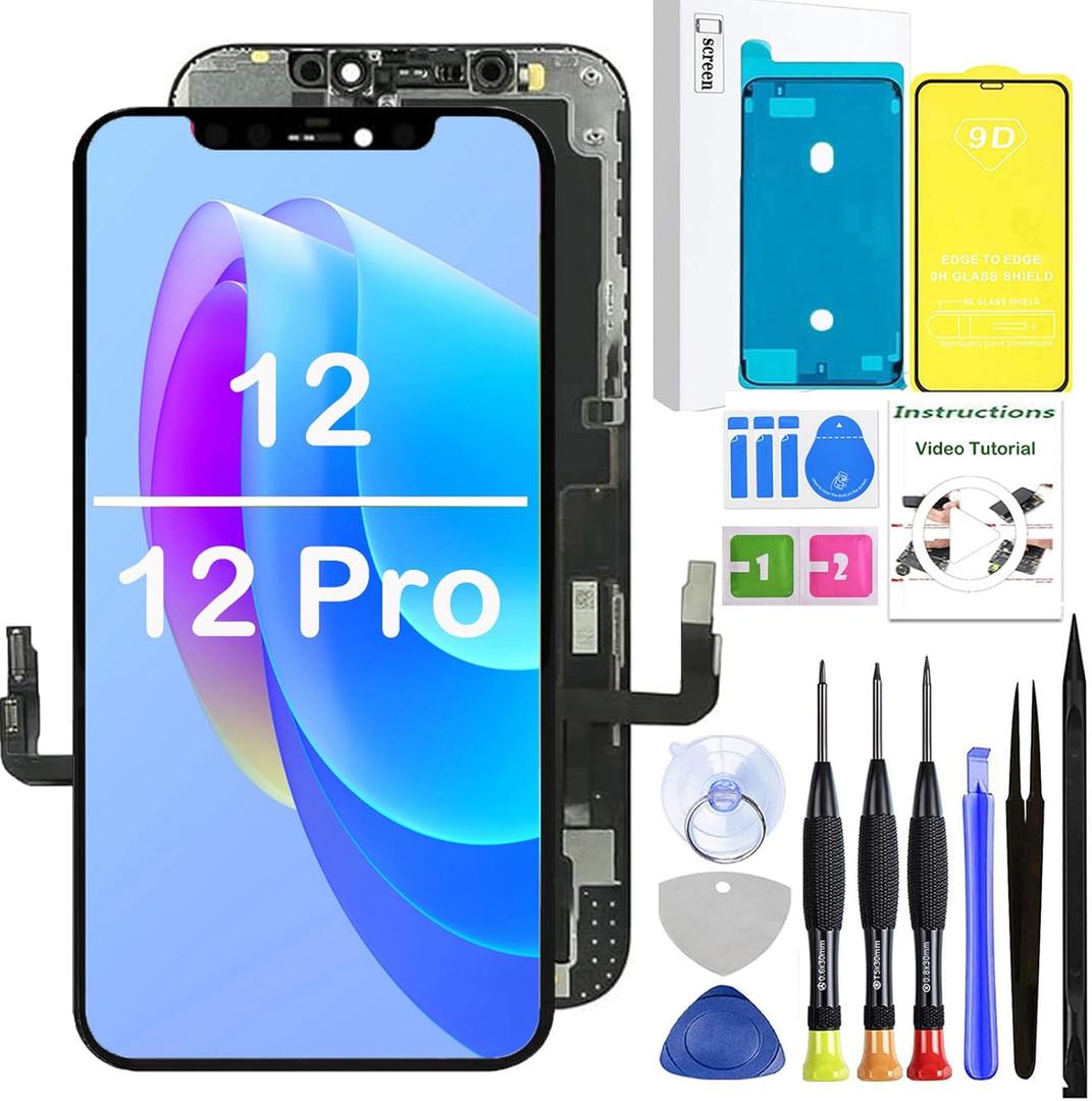 LEAFE for iPhone 12/12 Pro Screen Replacement,6.1 inch Full HD LCD Screen Assembly with Screen Protector and Repair Tools