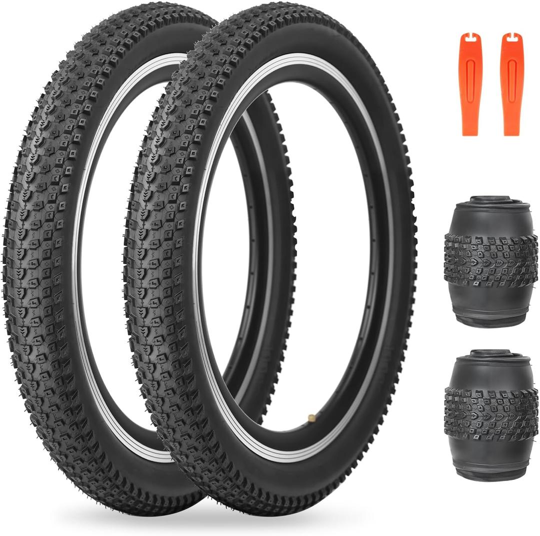 MEGHNA Mountain Bike Tire 20/24/26/27.5/29 x 2.125 inch Foldable Tire Anti Slip Tread All Terrain Tire Replacement for Kids Bike Cruiser Bike Folding Bike