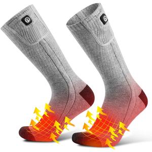 SAVIOR HEAT Heated Socks for Men Women, 150 Fast Heating Electric Ski Socks, 7.4V 2200mAh Rechargeable Battery Powered, Carbon Fiber Toe Warmers for Skiing Hunting Fishing Outdoor Work (Small)