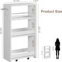 ChooChoo 4-Tier Bathroom Storage Cart, 7.87 inches Wide Narrow Storage Cabinet with 360 Wheels and 2 Hooks, Laundry Room Storage Organizer for Kitchen, Narrow Places, Living Room, White