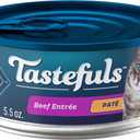 Blue Buffalo Tastefuls Wet Cat Food Pat, Made with Natural Ingredients, Beef Entre, 5.5-oz Cans (24 Count) Best Before June 4, 2027