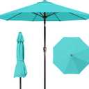 9ft Patio Umbrella with Push Button Tilt and Crank,Outdoor Market Table Umbrella UV Protection 8 Sturdy Ribs for Backyard,Garden,Pool,Deck(Peacock Blue)