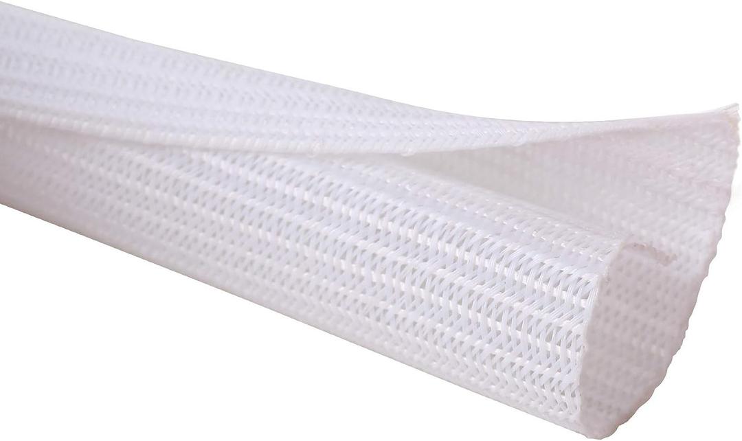 Alex Tech 10ft - 1 inch Cord Protector Wire Loom Tubing Cable Sleeve Split Sleeving for USB Cable Power Cord Audio Video Cable - Protect Cat from Chewing Cords - White (1"-10ft)