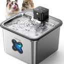 Cordless Cat Water Fountain : [Visual Filter] & [Heavy-Duty Stainless Steel] 3.2L/108oz, FEELNEEDY- Premium, Durable Design, 4000mAh Battery Operated Pet Fountain with Sensor, FN-W17 for Cats and Dogs