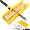 4-Piece Miter Box and Saw Set, Japanese Hand Saw for Precise Miter and Bevel Cuts, 12-Inch Mitre Box with 3 Mitre Saws for DIY, Crafting, Furniture Making(COLOR:Yellow)