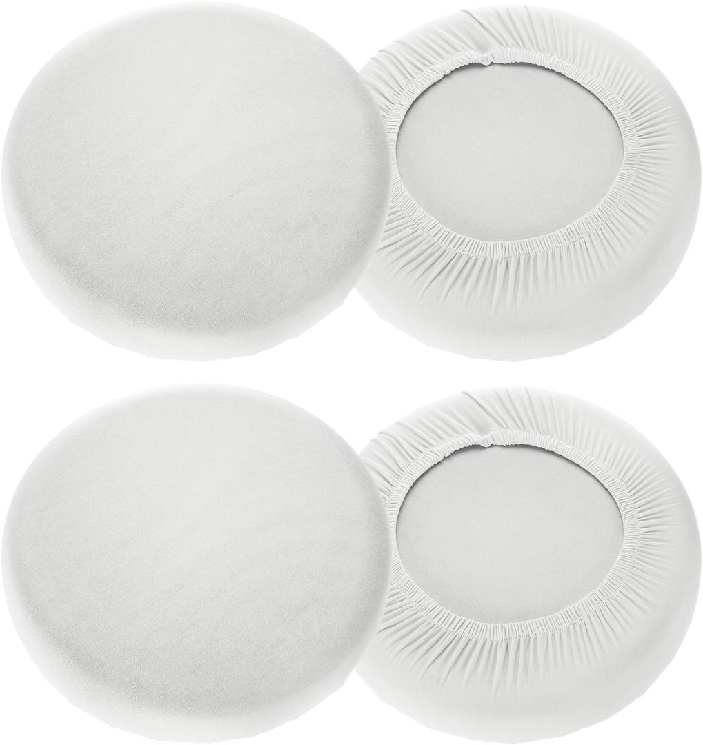 Uxcell 4 Pack Stool Covers Round, 16-18 Inch Bar Stool Covers Washable Dustproof Slipcover Seat Cushion with Elastic for Bar Kitchen Living Room Decor, White