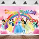 Princess Backdrop, 7x5ft Princess Birthday Party Decorations, Prin Cess Backdrop for Girls Birthday, Happy Birthday Prin Cess Party Photography Decoration Indoor Outdoor