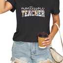 Teacher Shirts for Women Teacher Gifts Short Sleeve Shirts Graphic Tees Summer Tops 2025 (L)