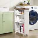 Tribesigns Slim Storage Cart, Rolling Narrow Kitchen Cart on Wheels for Small Place, 4-Tier Slide Out Slim Utility Cart Skinny Laundry Cart with Handle for Kitchen, Bathroom, Laundry, 6.3"d X 19.69"w X 31.5"h