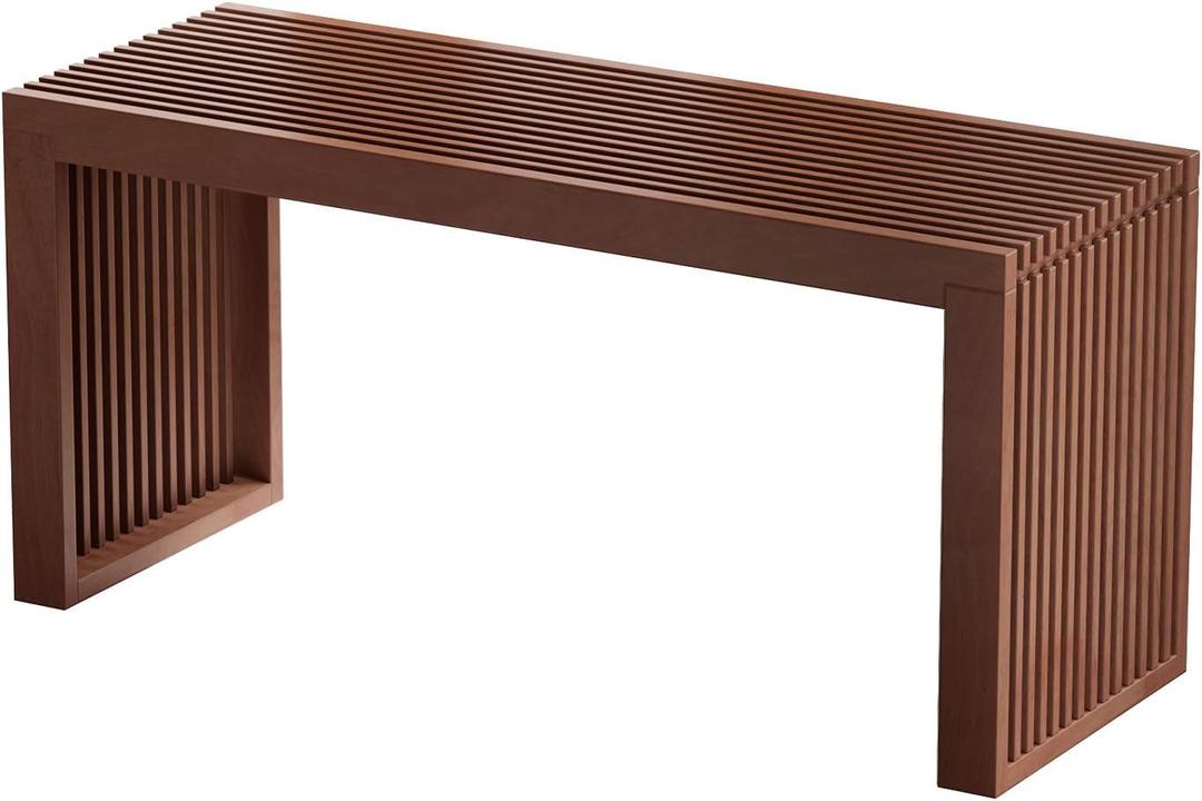 APRTAT Bamboo Dining Bench, 35 inch Farmhouse Decor Indoor Kitchen Table Bench, Entryway Shoe Rack Bench, Outdoor Bench, Solid Bamboo Benches for Living Room, Hallway, Bedroom, Bathroom (Brown, Long)