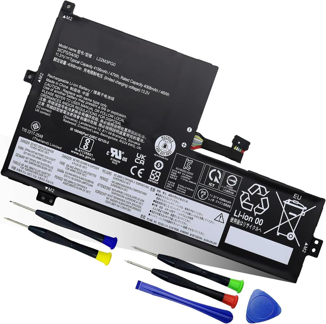 47Wh L22M3PG0 L22B3PG0 L22C3PG0 L22D3PG0 L22X3PG0 Battery Replacement for Lenovo 100e 300e 500e Yoga Chromebook Gen 4, IdeaPad Flex 3 Chrome 12IAN8, IdeaPad Slim 3 Chrome 14M868 Series –11.31V 4156mAh