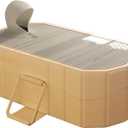 jessie 59" Portable Ice Bath Tub for Adults, Cold Plunge tub for Athletes, Inflation-free Foldable Bathtub, Insulated Hot Tub for Bathtub Showers, Indoor & Outdoor (with Sauna Lid) (L1.5m x W55cm x H50cm & lid, Beige)
