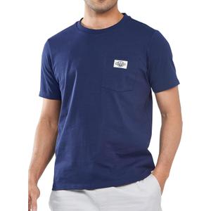 NORTHYARD Men's Cotton Shirts Heavyweight Short Sleeve Casual T-Shirts with Chest Pocket Work Wear, Navy, 3XL
