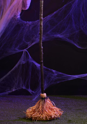 Magical Animated Broom 4 Ft Tall Bump-N-Go Movement Spooky Sound