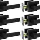 AEEKEL Matte Black Door Handle Interior Door Knob Passage Levers Set (No Lock), 6 Pack Heavy Duty Door Handle for Hall or Closet, Keyless Door Levers for Left Right Handle Doors