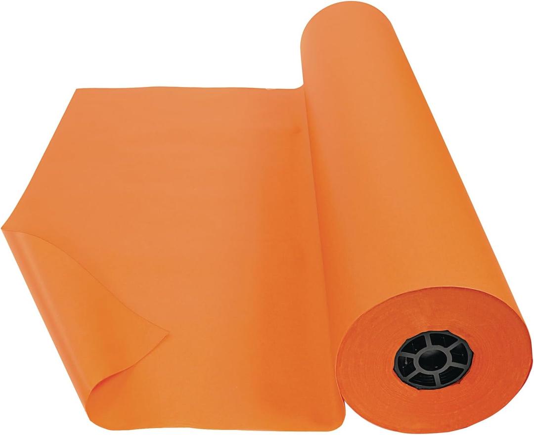 Colorations Arts and Crafts Paper Roll - Orange, Dual Surface, Finger Paints, Painting, Watercolors, Acrylic Paints, Wall Art, Bulletin Board Paper, Kids Crafts (Item # DSOR), 36" x 1000' (1 Roll)