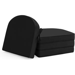 Outdoor Chair Cushions Set of 4: Waterproof & Fade Resistant Patio Furniture Cushions - 17 x 16 x 2 Inch Non Slip Round Corner Seat Cushion Pads with Removable Cover for Garden Yard Lawn, Black