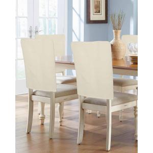 Cream Beige Chair Back Covers for Dining Room, Farmhouse Solid Cream Color Linen Polyester Back Chair Protector, Rustic Modern Art 4 Pcs Back Covers for Dining Chair Decoration, 20 x 19 Inches