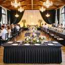 Outpain Wrinke Free Spandex Tablecloth for 6 Foot Rectangle Tables, 6 Pack Black Fitted Table Cloths 6ft Stretchy Banquet Table Clothes Cover Desk Skirt for Birthday Wedding Parties Baby Shower