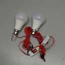 DC 12V LED Light Bulb Emergency Lamp Lights with 3 Meter Clamp Wiring & Switch for Camping Light, Outdoor Lighting, Motorcycle, Boat, RV Interior Low Volt Lightings, White 6500K, 2 Packs (12W)