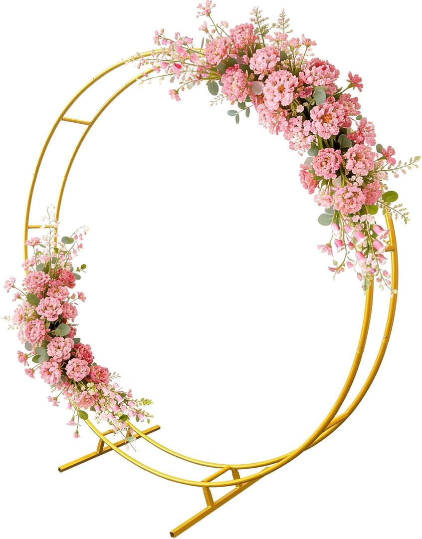 Large Double Round Gold Metal Balloon Arch kit Decoration for Wedding Birthday Party Graduation Decorations and Baby Shower Photo Background Dia in 1.8M