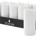 Simply Soson 2x4 inch White Pillar Candles Set of 10, Smooth Texture, Unscented White Candles, Dripless Candles, 2 inch Pillar Candles Ideal as Wedding, Parties, Spas, Dinner, Home Decoration
