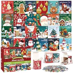 Advent Calendar 2025 Christmas Jigsaw Puzzles, 1008 Pieces Christmas Puzzle Christmas Family Game Christmas Gifts for Kids Teens Adults (Santa Claus)