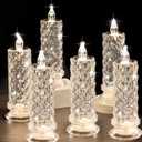 SupBri Rose Shadow LED Flameless Candles, 6PCS Romantic Battery Operated Candles Led Pillar Candles for Valentines Anniversary Wedding Christmas Decorations(White, D 2.5" x H 7.2")