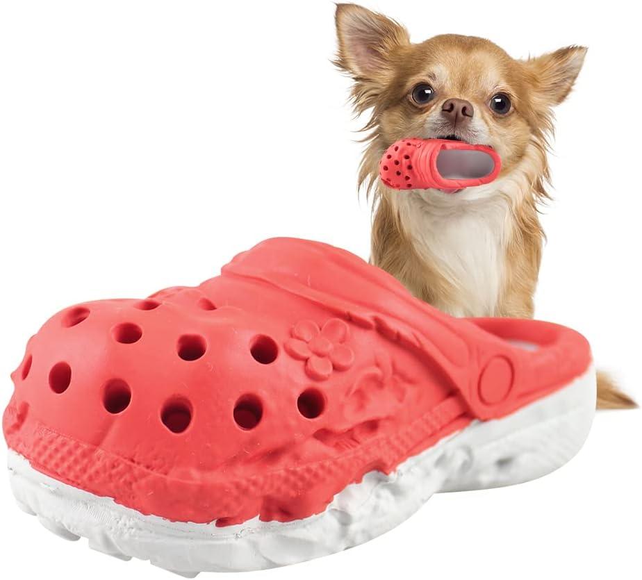 Dog Chew Toy,Durable Rubber Slipper Toy for Puppy,Dog Tough Toys for Pet Training and Cleaning Teeth,Interactive Puppy Toys Aggressive Chewers Small Meduium Breed (Color) (Red)