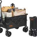 VEVOR 350LBS Collapsible Folding Outdoor Utility Wagon, 150L Heavy Duty Foldable Wagon Cart for Grocery Camping, Portable Utility Beach Wagon with Big Wheels for Garden Sports 35 x 21.3 x 42.5 in