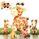 OUOZZZ Giraffes Stuffed Animals with Babies Inside Plush Toys Set Mommy and Little Giraffes Babies - Gift Present Toys for Girls Boys Kids Toddler Infant