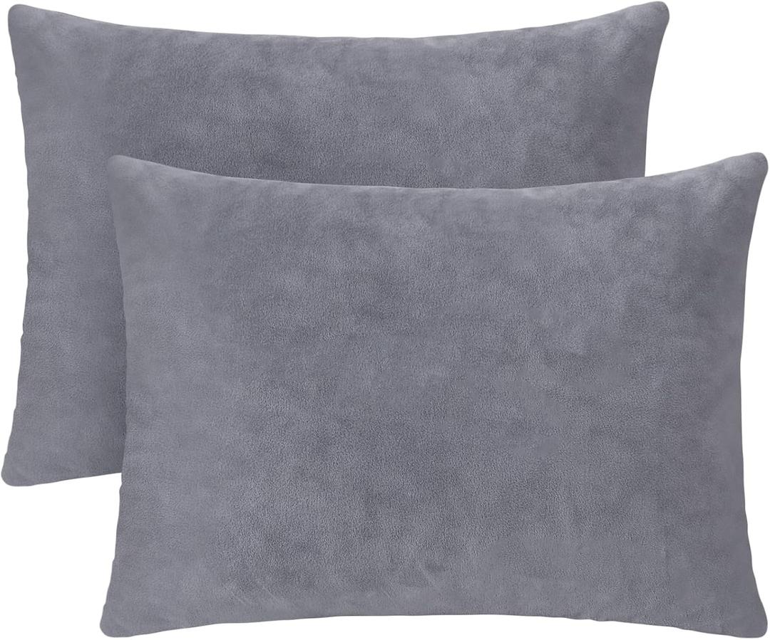 1 MIDDLE ONE 2 Pack Small Pillow, 16 X 12 Inches, Memory Foam Mini Pillow for Travel, Camping, Sleeping, Nap and Neck, Knee, Lumbar Support, Tiny Cushion for Pet, Dogs (Grey)